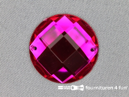 5 stuks Strass stenen rond 30mm fuchsia roze