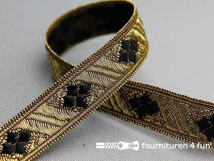 COUPON 3,9 meter Sinterklaasband 15mm goud - zwart