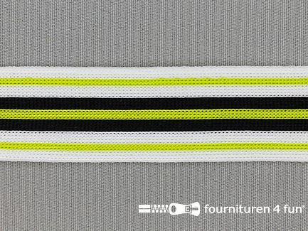 Gestreept band lycra 30mm zwart - wit - lime groen