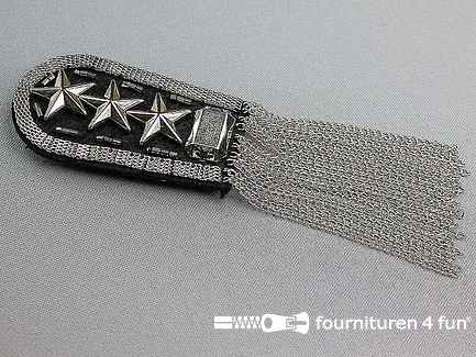 Steampunk schouder epaulet 80x42mm zilver 