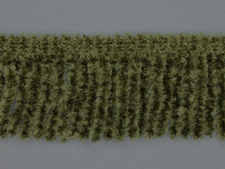 Chenille franje 60mm olijf groen