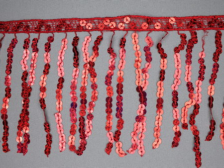 Pailletten franje 150mm rood