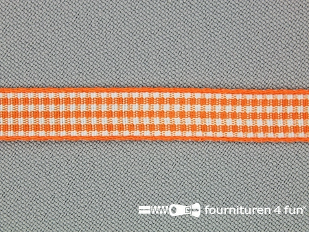 Ruitjes lint - 10mm - oranje