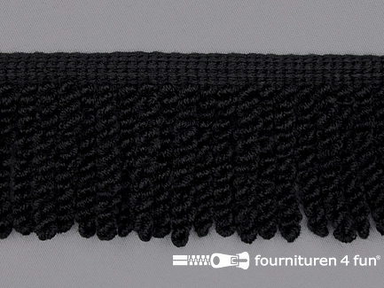 COUPON 2,25 meter Grove franje - 55mm - zwart