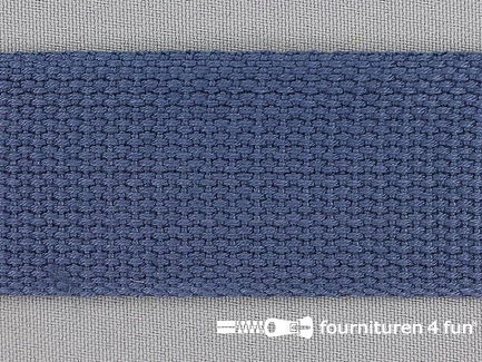 Katoen-look tassenband 38mm staal blauw