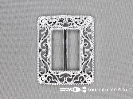 Steam punk gesp 40mm chroom - zilver
