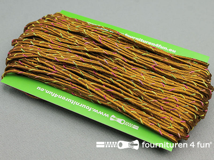 COUPON 4,5 meter Soutache koord 3mm camel beige - multicolor
