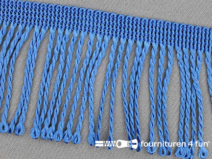 COUPON 16,1 meter (3 stukken 13,3 + 1 + 1,8 meter) Nylon franje - 60mm - kobalt blauw