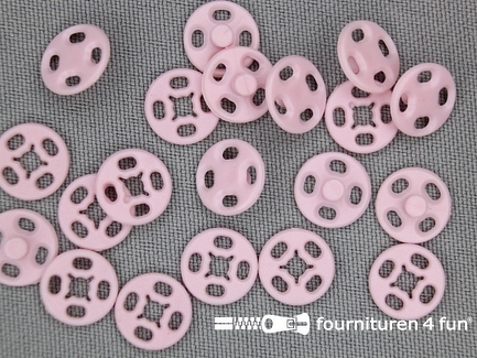 Manteldrukkers - kunststof - 10mm - roze - 10 stuks