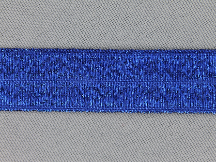 Elastische lurex biasband 16mm kobalt