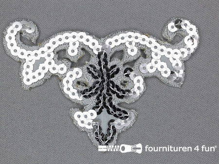 Pailletten applicatie 95x65mm zilver