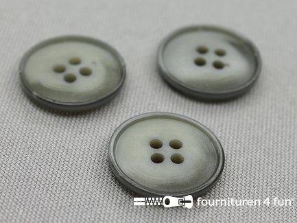 Kunststof design knoop - 21mm - gemêleerd grijs