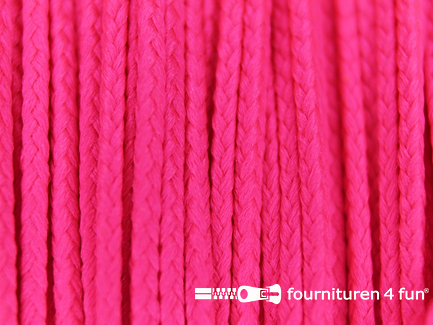 Rol 50 meter polyester koord - 1mm - neon roze