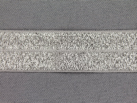 Rol 25 meter elastische lurex biasband 20mm zilver