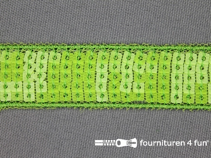 Pailletten band 22mm lime groen