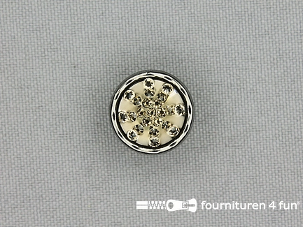 Strass knoop - 16mm - zwart zilver - ecru beige