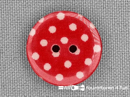 Polkadot knoop - 20mm - rood met witte stippen