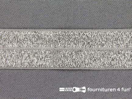 Elastische lurex biasband 20mm zilver