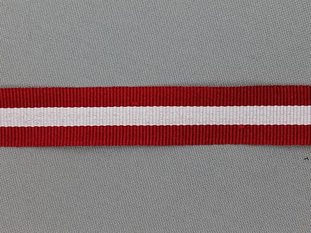 Ripsband met strepen 20mm bordeaux rood - wit