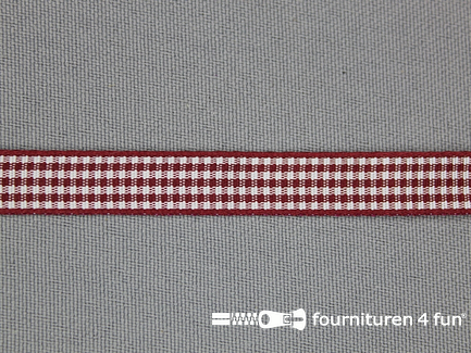 Ruitjes lint - 10mm - bordeaux rood