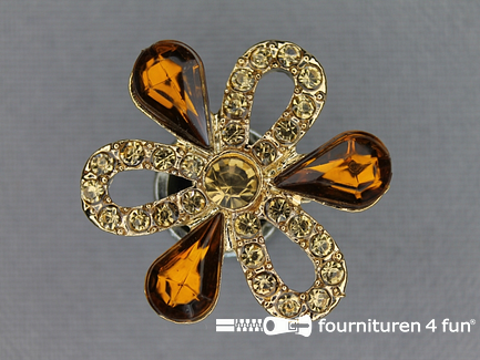 Strass stenen knoop 27mm bloem brique