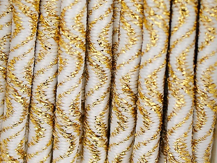 Elastisch koord 3mm wit - goud golfjes