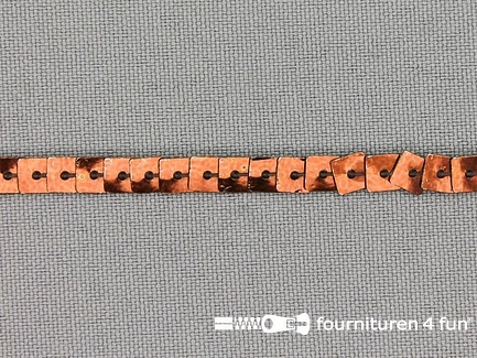 COUPON 10 meter Pailletten band - vierkant 5mm - bruin - B-KEUZE