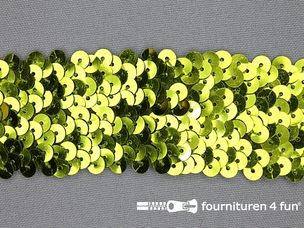Elastische pailletten band 40mm olijf groen