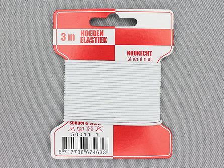 10 kaarten hoeden elastiek - 1,5mm - wit