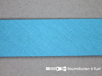 Rol 25 meter katoenen biasband - 30mm - aqua blauw