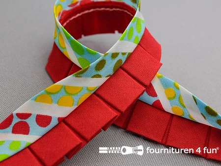 Retro plissé biasband 30mm multicolor - rood
