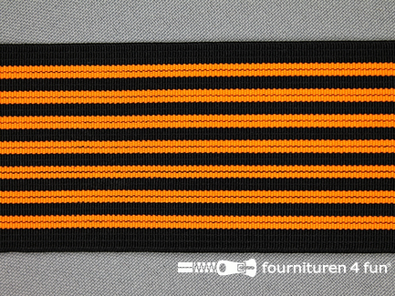 Gekleurd elastiek 50mm zwart - neon oranje