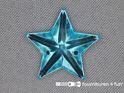 10 stuks Strass stenen ster 25mm aqua blauw