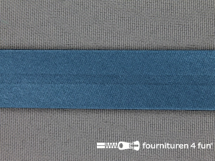 Satijnen biasband 18mm petrol blauw